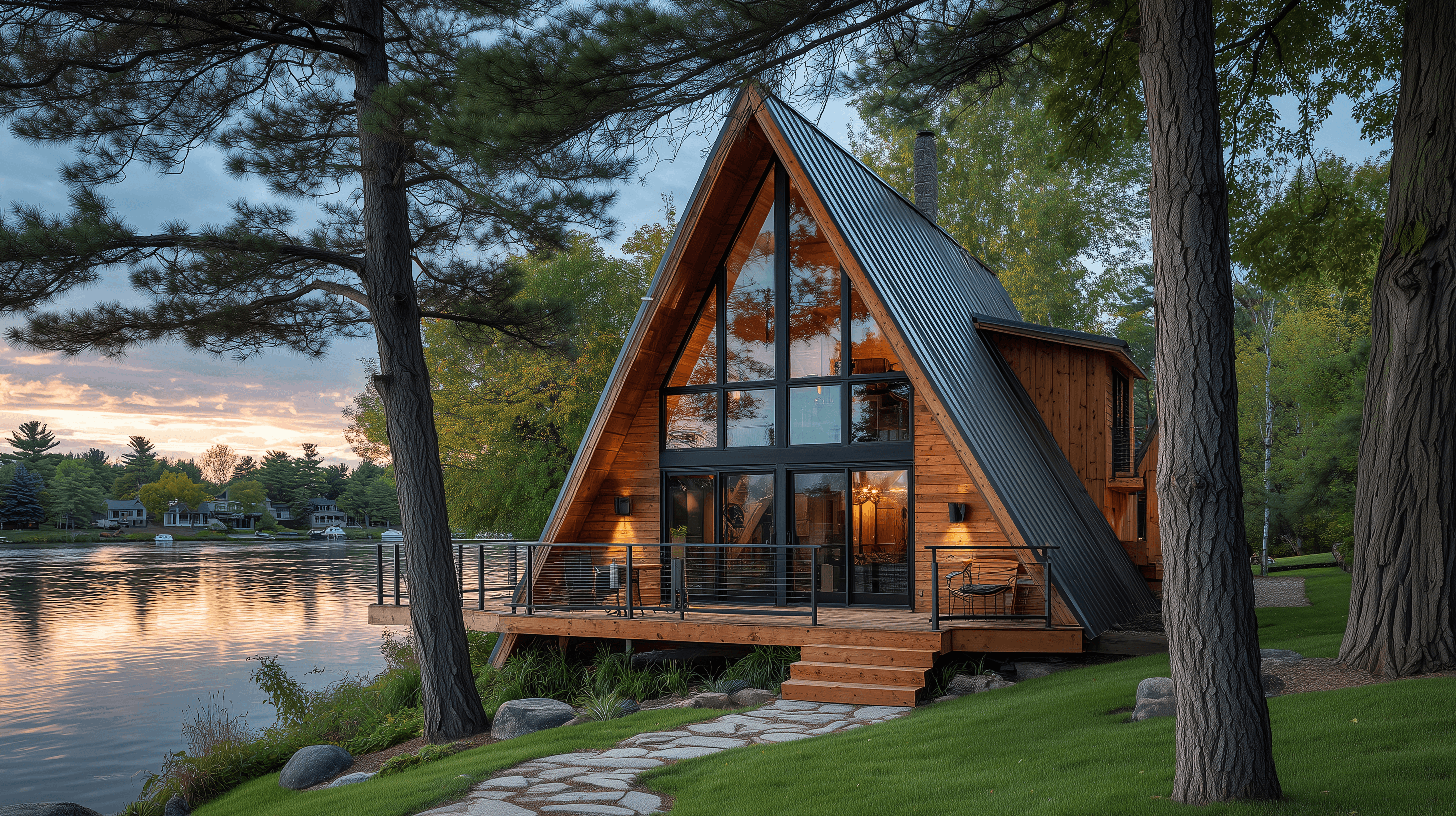 The Ridgeline A-Frame — a modern A-frame cabin with lake views