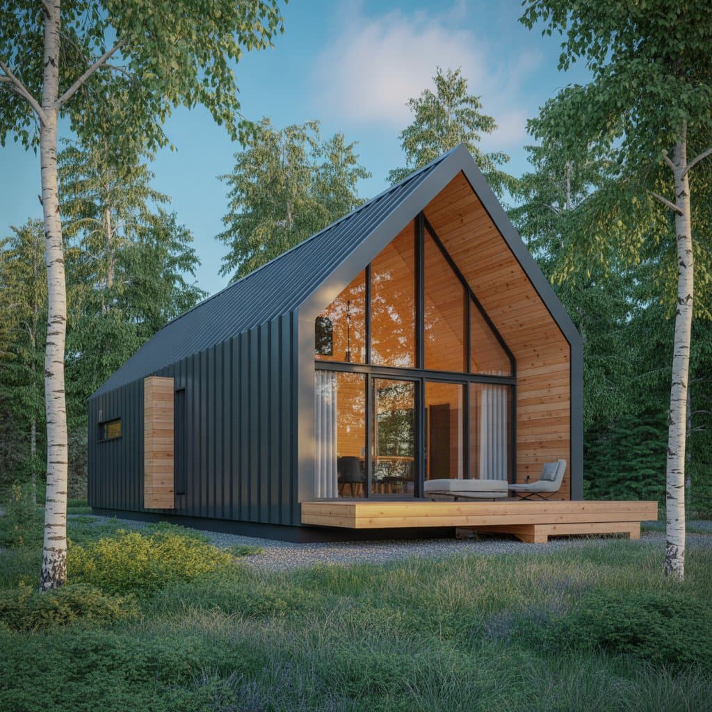 NobleRefuge prefab cabin in Minnesota birch forest